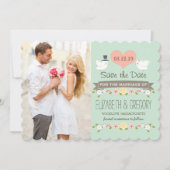 Save The Date Mint Green Inséparables mariage Enregistrer la car (Devant)
