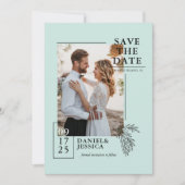 Save The Date Mint Green Modern Photo Wedding Enregistrer La Dat (Devant)