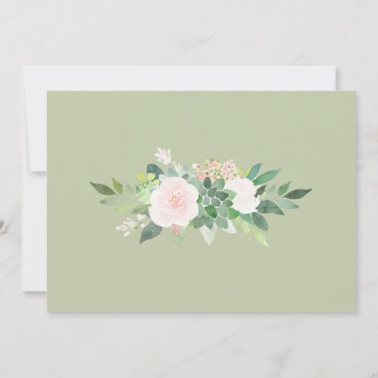 Save The Date Mint Green Succulent Flower Wedding Enregistrer la (Dos)