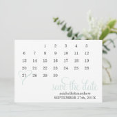 Save The Date Mint Heart Calendar Wedding Enregistrer la date (Debout devant)