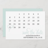 Save The Date Mint Heart Calendar Wedding Enregistrer la date (Devant / Derrière)
