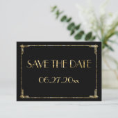Save The Date Minuscule Art Déco Or Mariage Foil Enregistrer La  (Debout devant)
