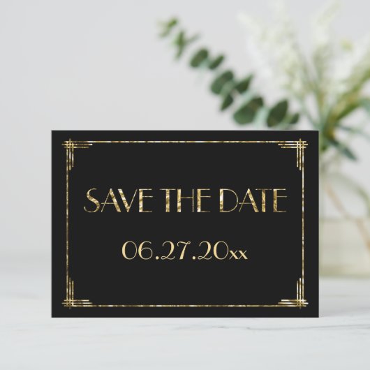 Save The Date Minuscule Art Déco Or Mariage Foil Enregistrer La  (Debout devant)
