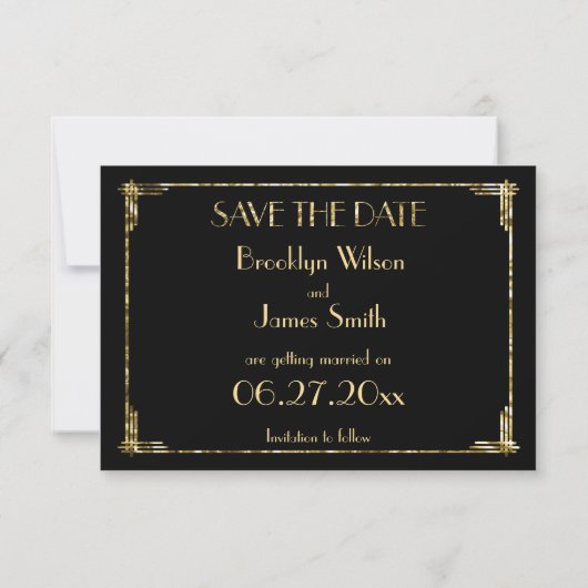 Save The Date Minuscule Art Déco Or Mariage Foil Enregistrer La  (Dos)