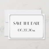 Save The Date Minuscule Gatsby Art Déco Mariage Argent Enregistr (Devant)