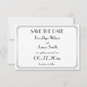 Save The Date Minuscule Gatsby Art Déco Mariage Argent Enregistr (Dos)