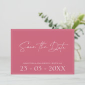 Save The Date Minuscule Magenta Rose Script Mariage Enregistrer  (Debout devant)