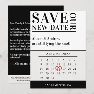 Save The Date Mise à jour du calendrier de report de mariage noi
