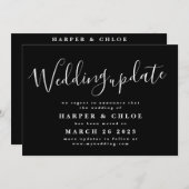 Save The Date Mise à jour en noir et blanc Changement de date Re (Devant / Derrière)