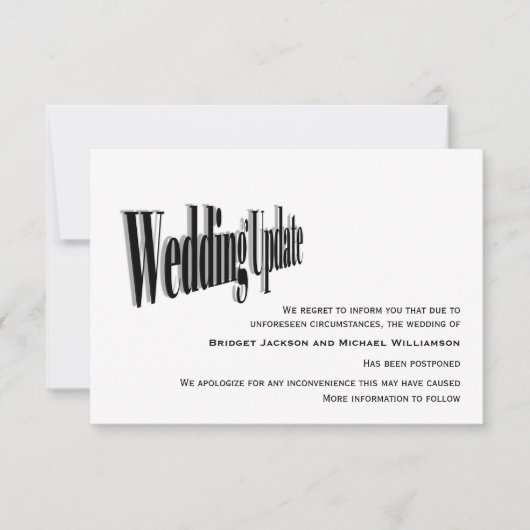 Save The Date Mise à jour Mariage moderne - Reportée (Devant)