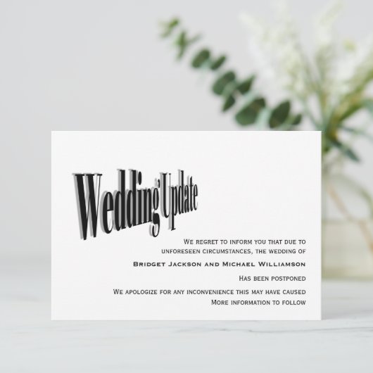 Save The Date Mise à jour Mariage moderne - Reportée (Debout devant)