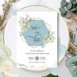 Save The Date Mist Blue, Elegant Green et Mariage Aquarelle