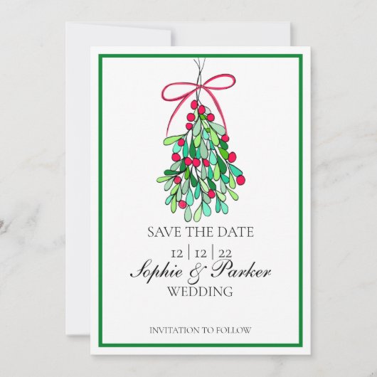 Save The Date Mistletoe Fun Moderne Enregistrer La Date (Devant)