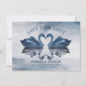 Save The Date Misty Reflections | Dusty Blue Swan Lake Mariage (Devant)
