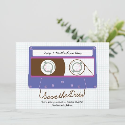 Save The Date Mixtape Rétro Indépendant Violet / Bleu Sauvegarde (Debout devant)