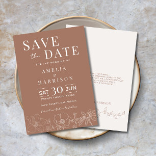 Save The Date Mocha Brown Élégant Mariage floral