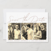 Save The Date Mocha script calligraphie 3 sépia photo collage (Devant)
