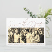Save The Date Mocha script calligraphie 3 sépia photo collage (Debout devant)