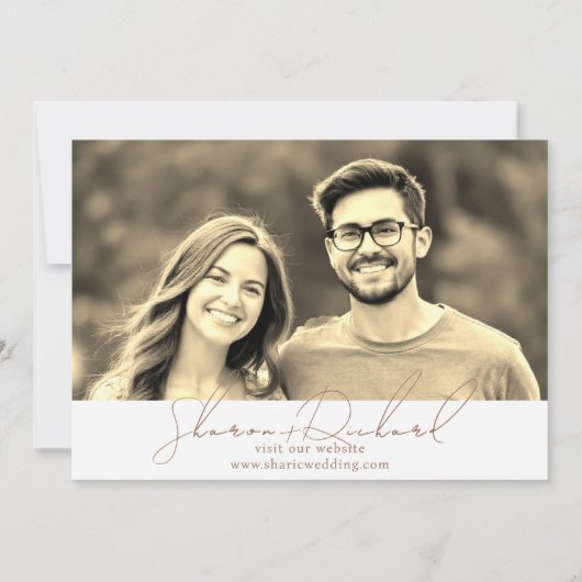 Save The Date Mocha script calligraphie 3 sépia photo collage (Dos)