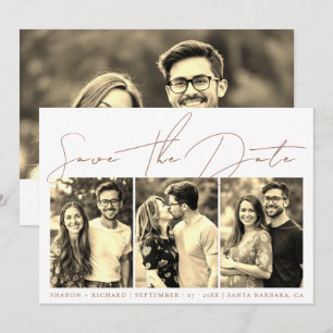 Save The Date Mocha script calligraphie 3 sépia photo collage