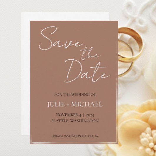 Save The Date Mocha Simple Style Mariage