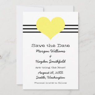 Save The Date Mod Heart Enregistrer l'Invitation de date, Jaune