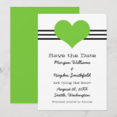 Save The Date Mod Heart Enregistrer l'Invitation de date, vert (Devant / Derrière)