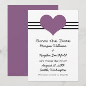 Save The Date Mod Heart Enregistrer l'Invitation de date, violet (Devant / Derrière)