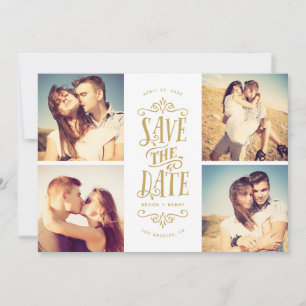 Save The Date Mod lunatique 4-Photo sauvent l'or de la date  