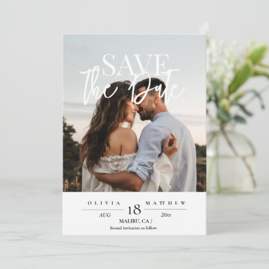 Save The Date Modern 2 Photo Wedding Enregistrer les Dates (Debout devant)
