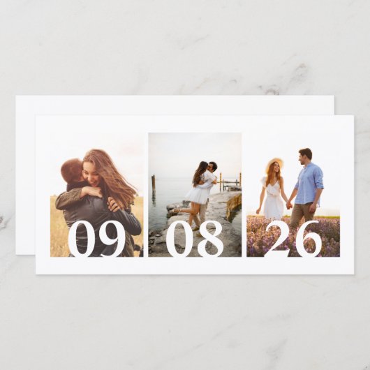 Save The Date Modern 3 Photo Collage Mariage (Devant / Derrière)