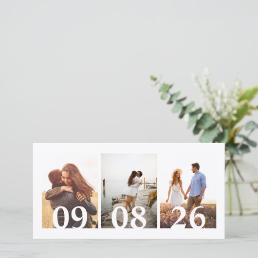 Save The Date Modern 3 Photo Collage Mariage (Debout devant)
