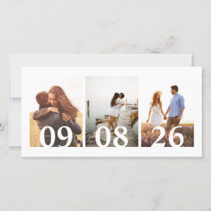 Save The Date Modern 3 Photo Collage Mariage
