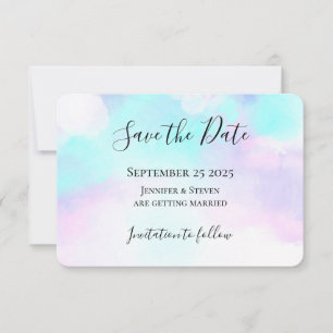Save The Date Modern Abstract Blue & Purple Watercolor