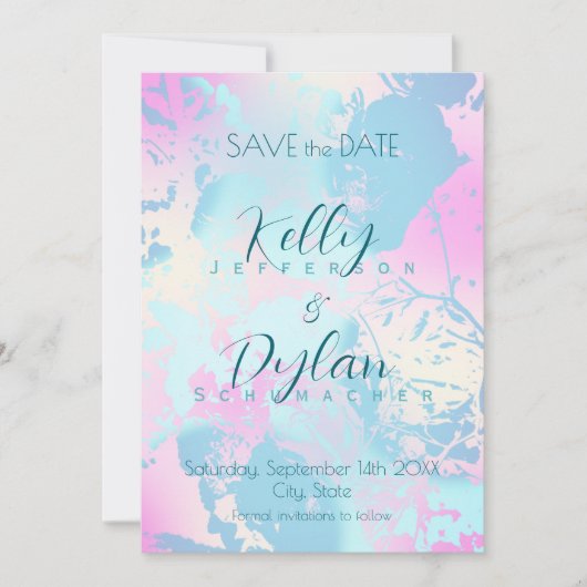 Save The Date Modern Abstract Pastel Wedding  (Devant)