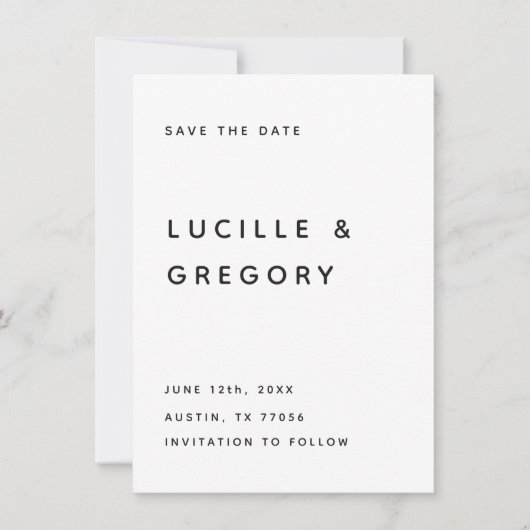 Save The Date Modern B&W Editorial All Caps (Devant)