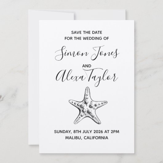 Save The Date Modern Beach destination mariage enregistrer la da (Devant)