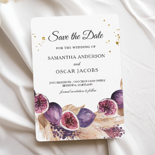 Save The Date Modern Beauty Figues Violettes & Pampas & Gouttes 