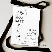 Save The Date Modern Black and White Bow Elegant Photo Wedding