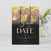 Save The Date Modern Black Trendy Collage Wedding 3 Photos (Debout devant)