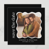 Save The Date Modern Black White Photo Wedding (Devant / Derrière)