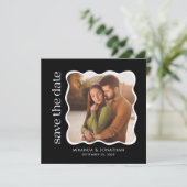 Save The Date Modern Black White Photo Wedding (Debout devant)