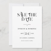 Save The Date Modern Black White Retro Wedding (Devant)