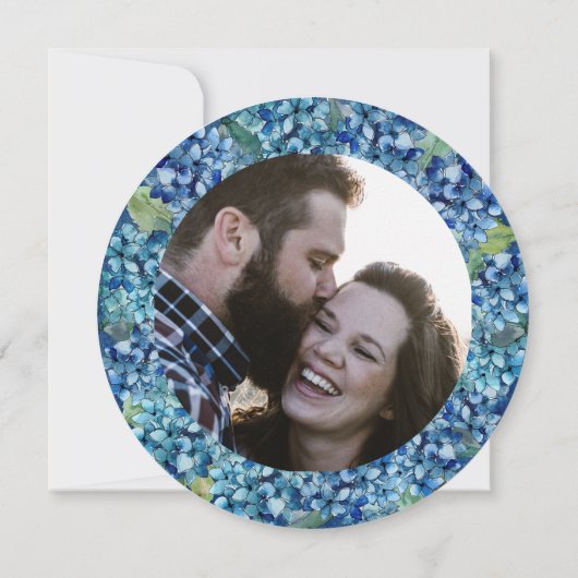 Save The Date Modern Blue Hydrangea Round Wedding (Dos)