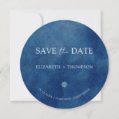 Save The Date Modern Blue Hydrangea Round Wedding (Devant)