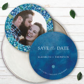 Save The Date Modern Blue Hydrangea Round Wedding