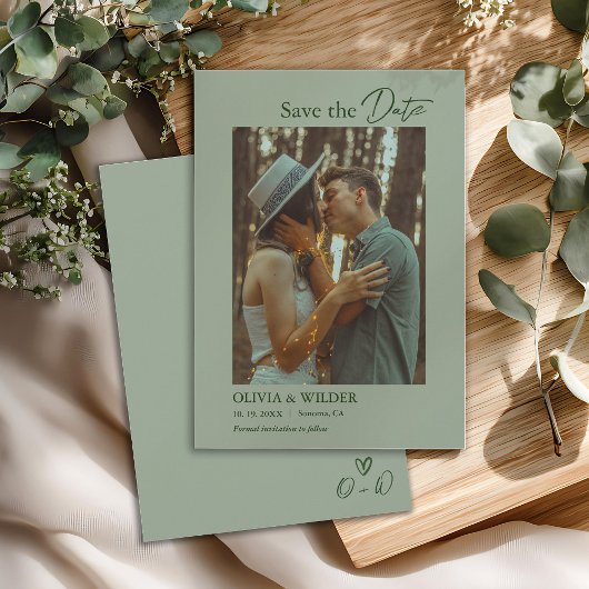 Save The Date Modern Boho Sage Green Wedding