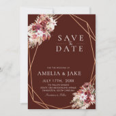 Save The Date Modern Boho Terracotta Floral Photo (Devant)