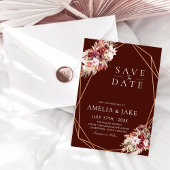 Save The Date Modern Boho Terracotta Floral Photo