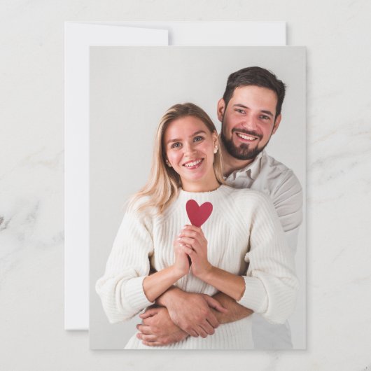 Save The Date Modern Bold Casual Red Script Photo Wedding Retro (Dos)